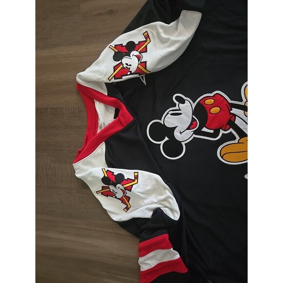 Disney Parks Mickey Red Black Hockey Jersey Adult XL NWT 2025 Disneyland - Picture 6 of 15